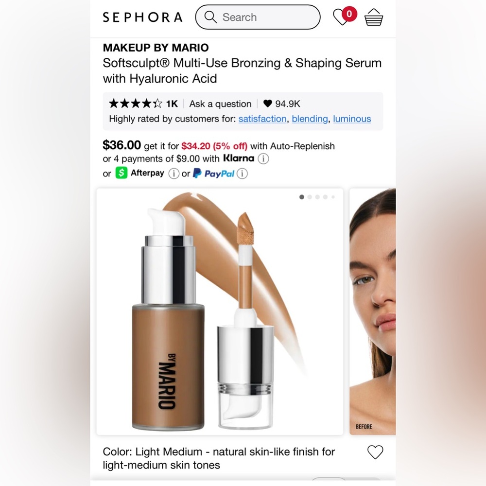 MAKEUP BY MARIO Softsculpt Bronzing & Shaping Serum - Light Medium